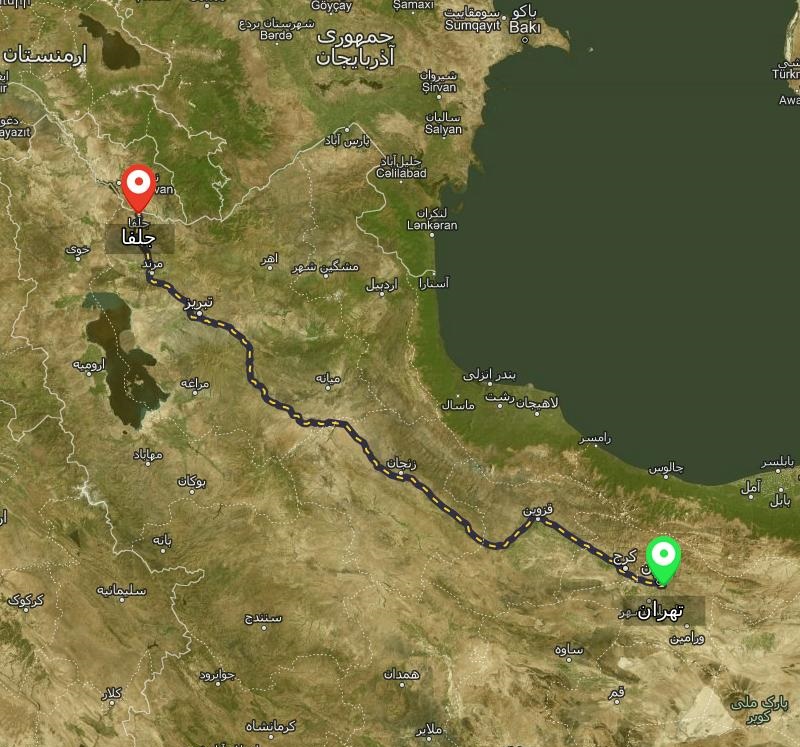 حمل خودرو تهران به جلفا